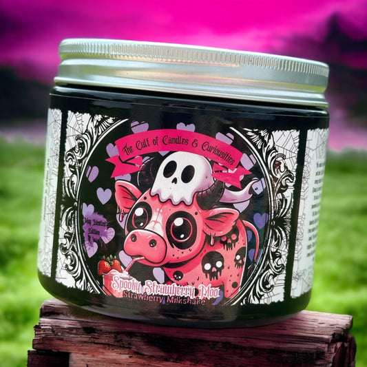 Spooky strawberry moo 8oz wickless candle