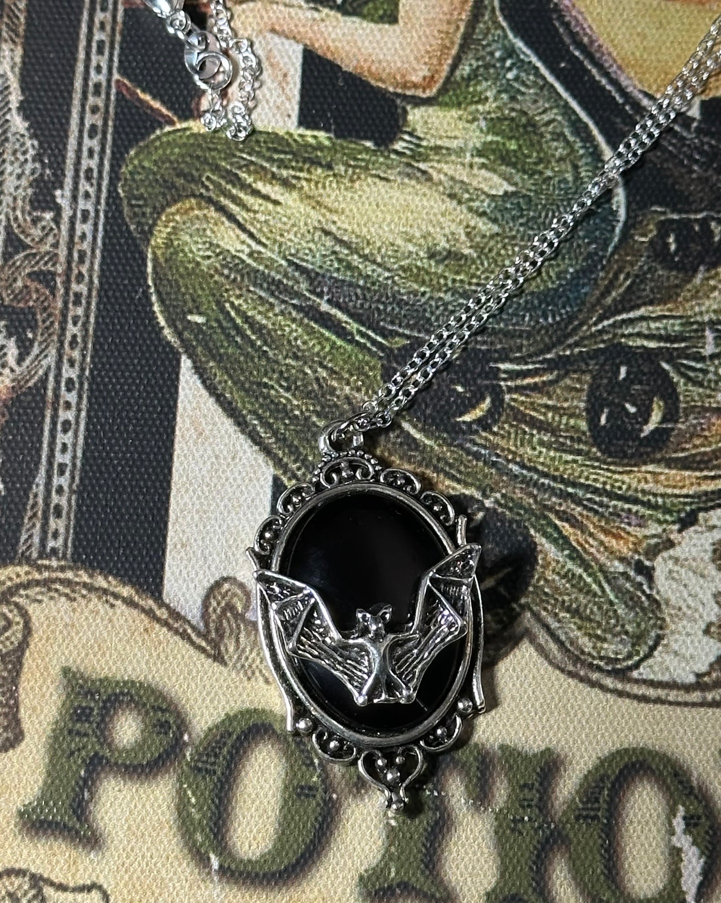 Victorian bat necklace