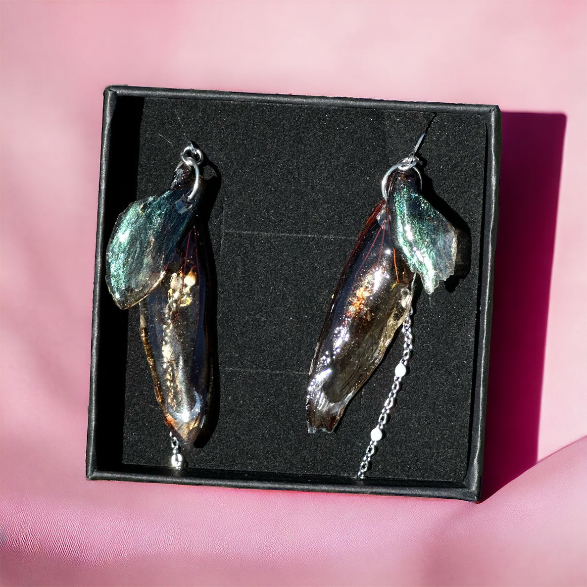 Cicada wings fairy earrings oddity